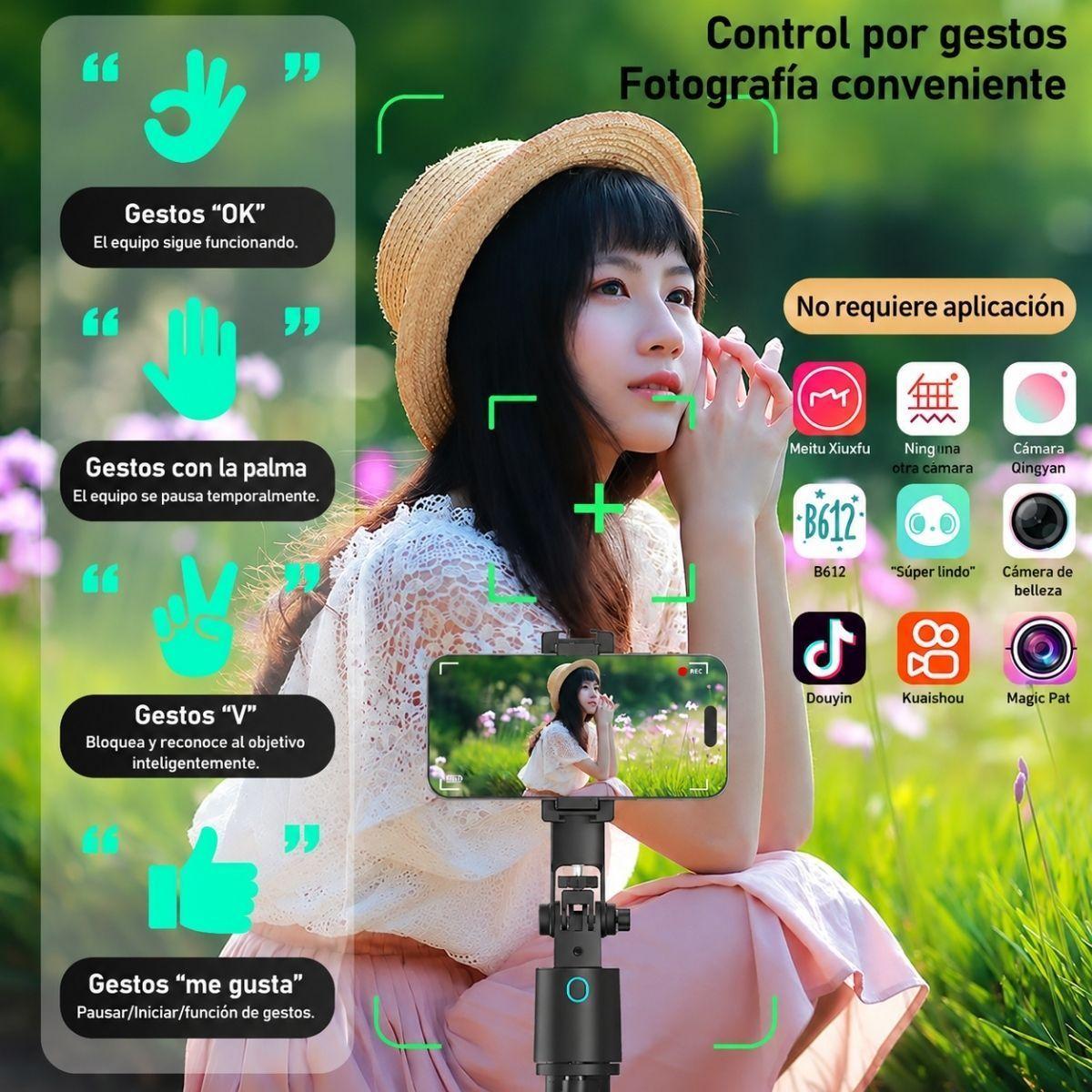 Tripode Palo Selfie Luz Led Y Seguimiento Facial 360 180cm-5