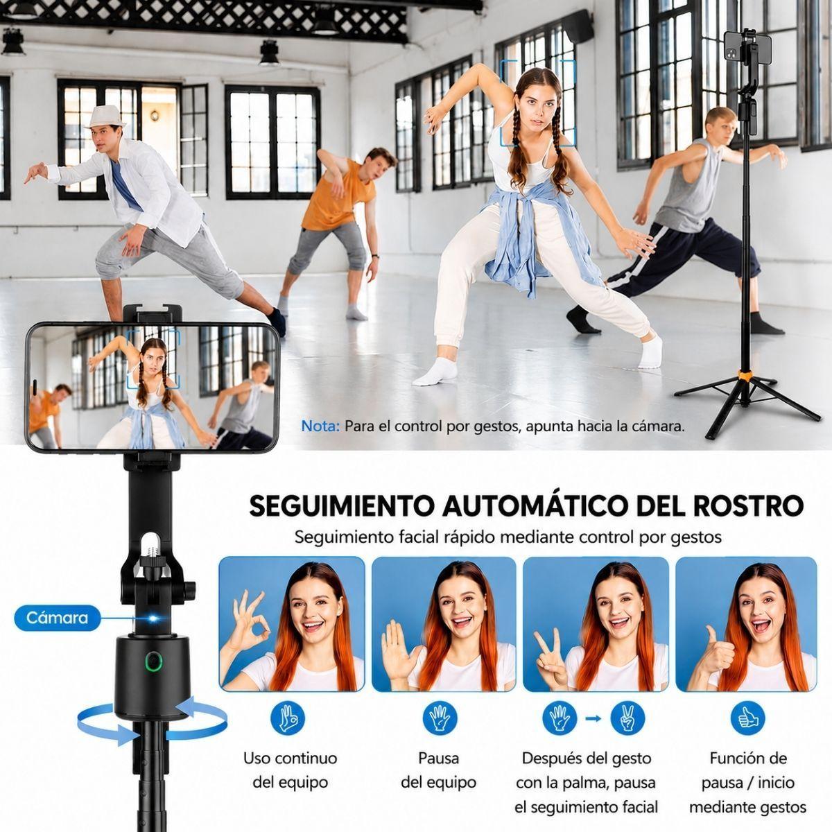 Tripode Palo Selfie Luz Led Y Seguimiento Facial 360 180cm-7