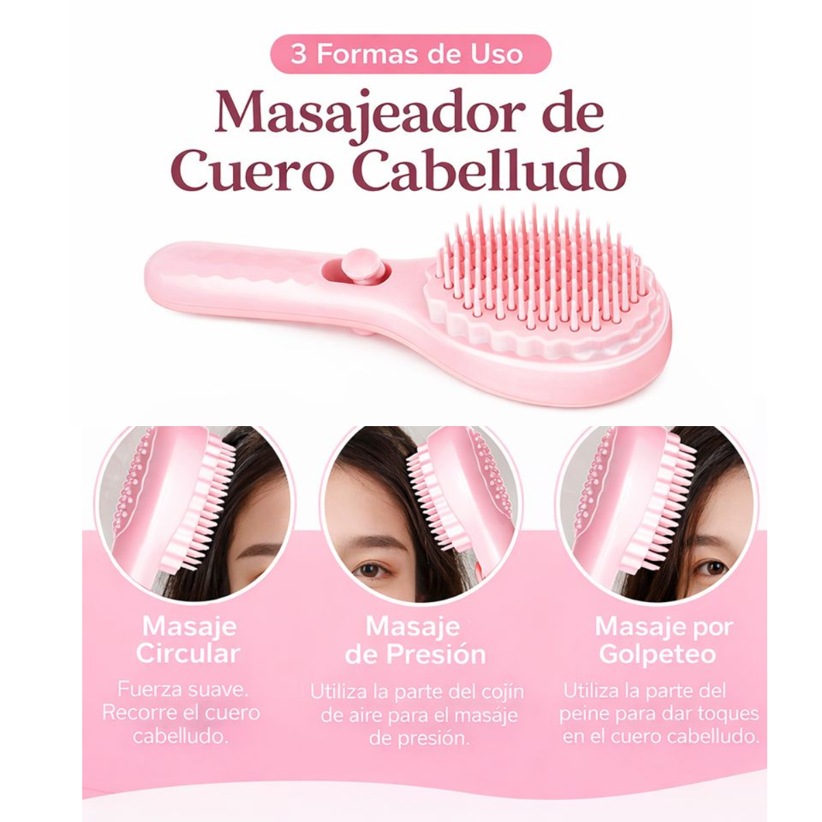 Cepillo Masaje Capilar Antifrizz Estimulante Cuero Cabelludo-2