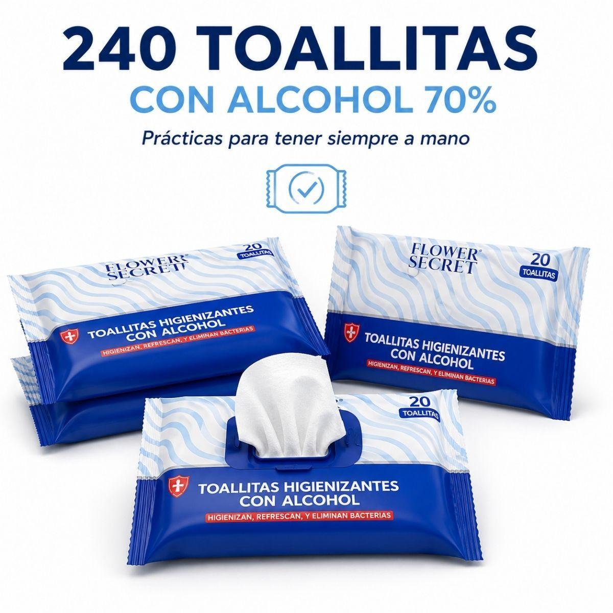 240 Toallitas Humedas Higienizantes Alcohol 70 Desinfectantes-2