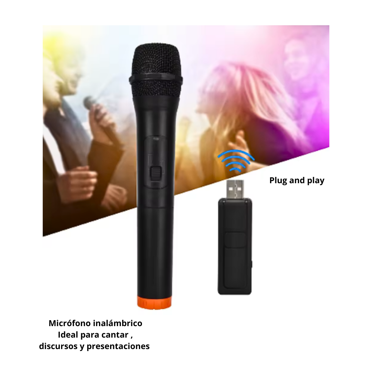 Microfono Inalambrico 50 Metros De Alcance Karaoke Usb-1