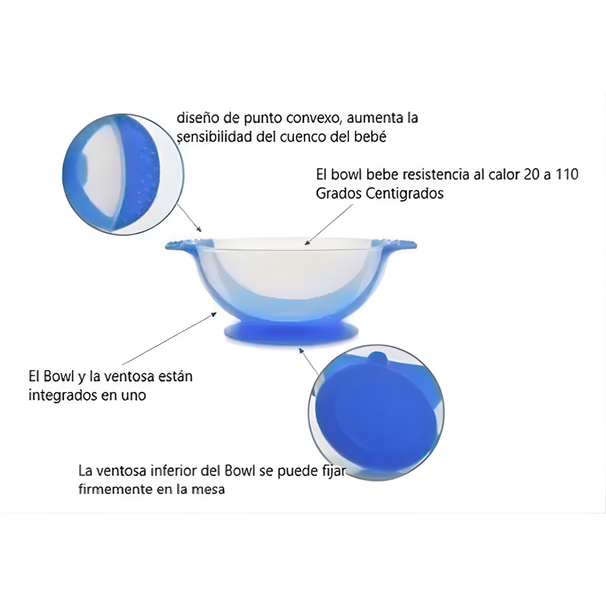 Set Alimentaci n Bebe Cuchara Pocillo Con Ventosa Fijacion Azul-4