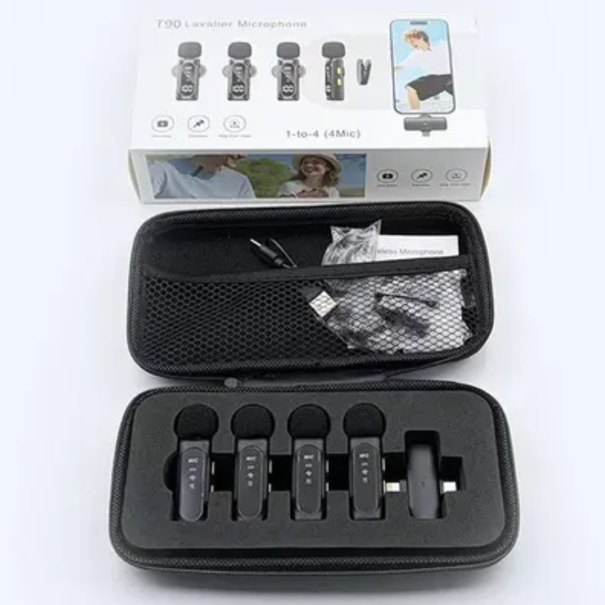 Pack 4 Microfonos Lavallier Inalambrico T90 Vlogs Usbc-5