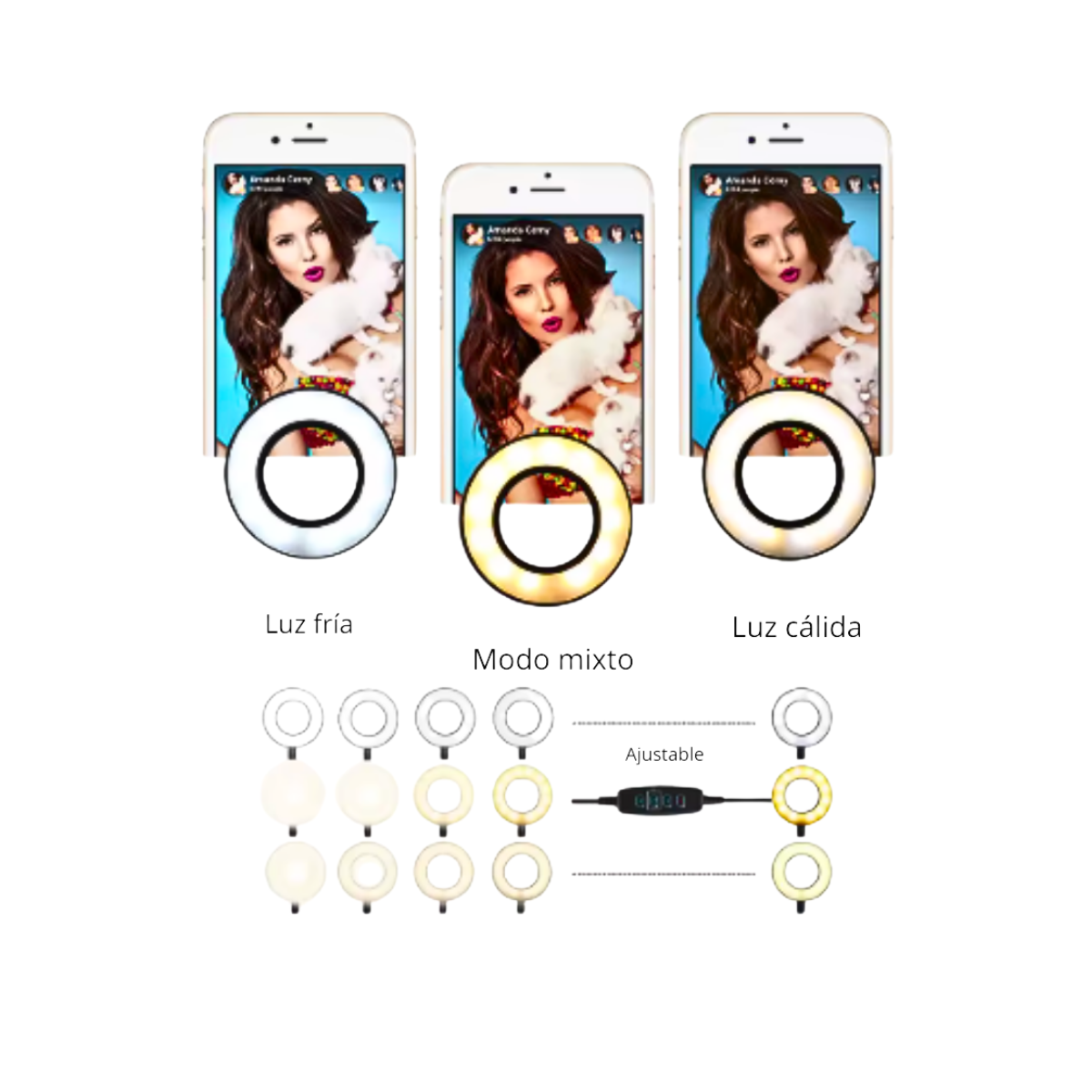 Soporte Clip Para Celular Ajustable Con Aro De Luz 9cm-4