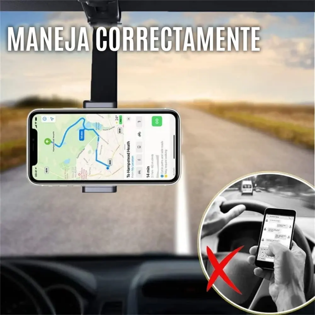Soporte Celular Para Espejo Retrovisor De Auto Ajustable 360-5