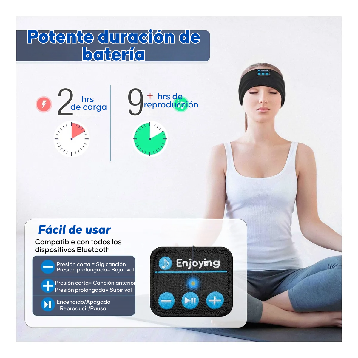 Cintillo Antifaz Banda Bluetooth Auricular Deporte Musica-5