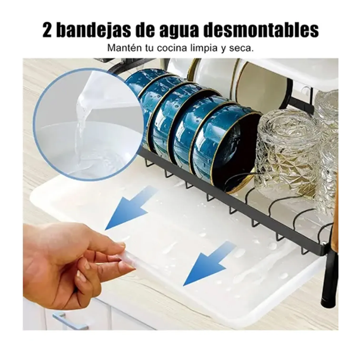 Secaplatos Cocina Escurridor Platos Cubiertos 2 Niveles-5