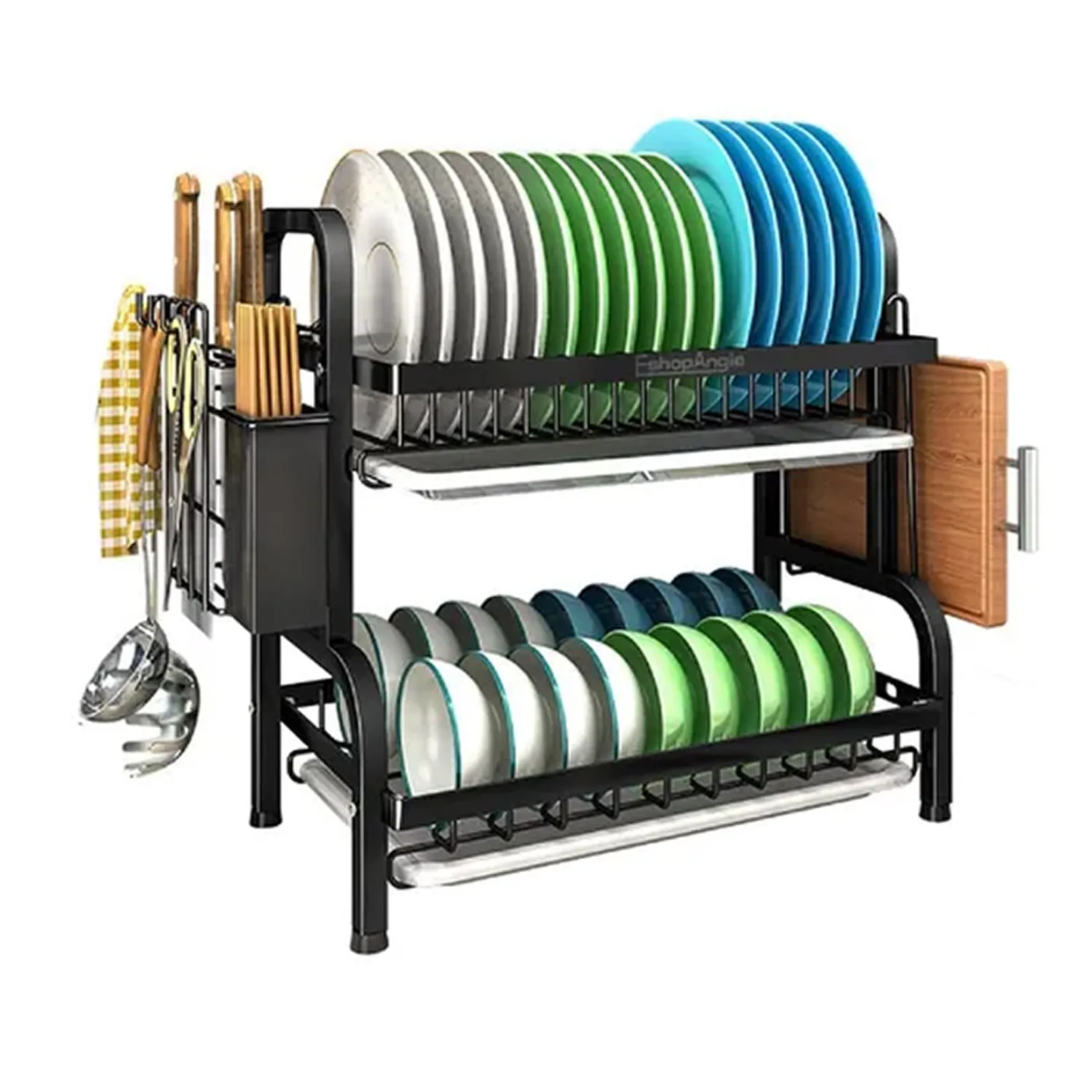 Secaplatos Cocina Escurridor Platos Cubiertos 2 Niveles-7