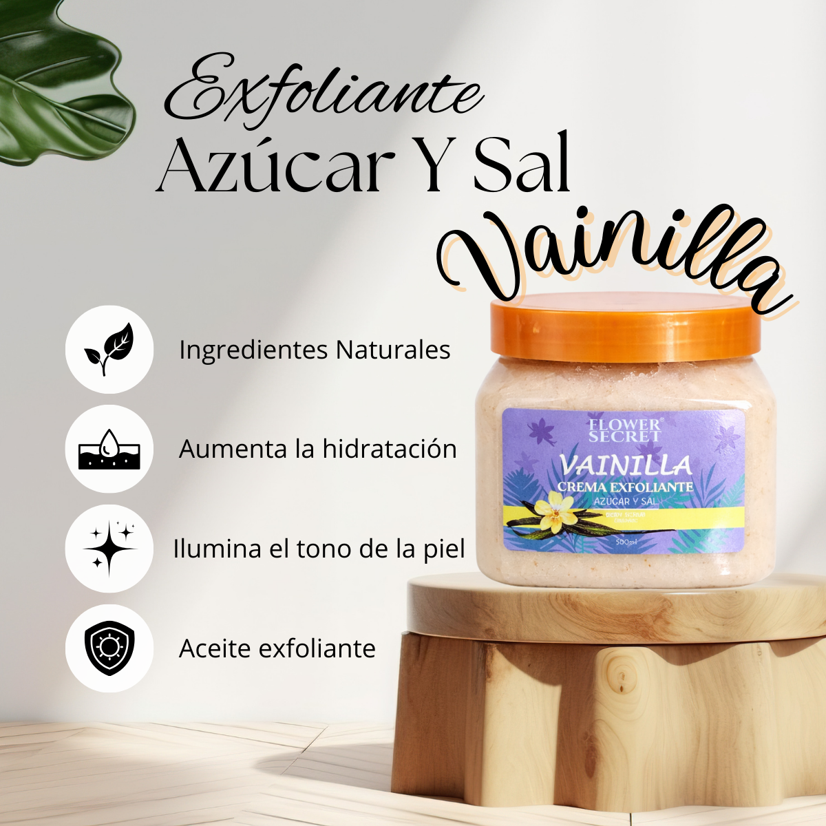Exfoliante Azucar Sal Organico Vainilla 500ml Flower Secret-2