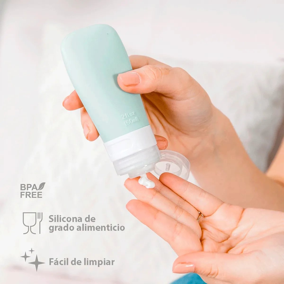 Pack 4 Botellas Dispensador Silicona Para Viajes 90ml-3