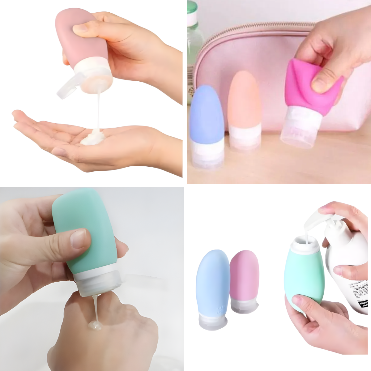 Pack 4 Botellas Dispensador Silicona Para Viajes 90ml-5