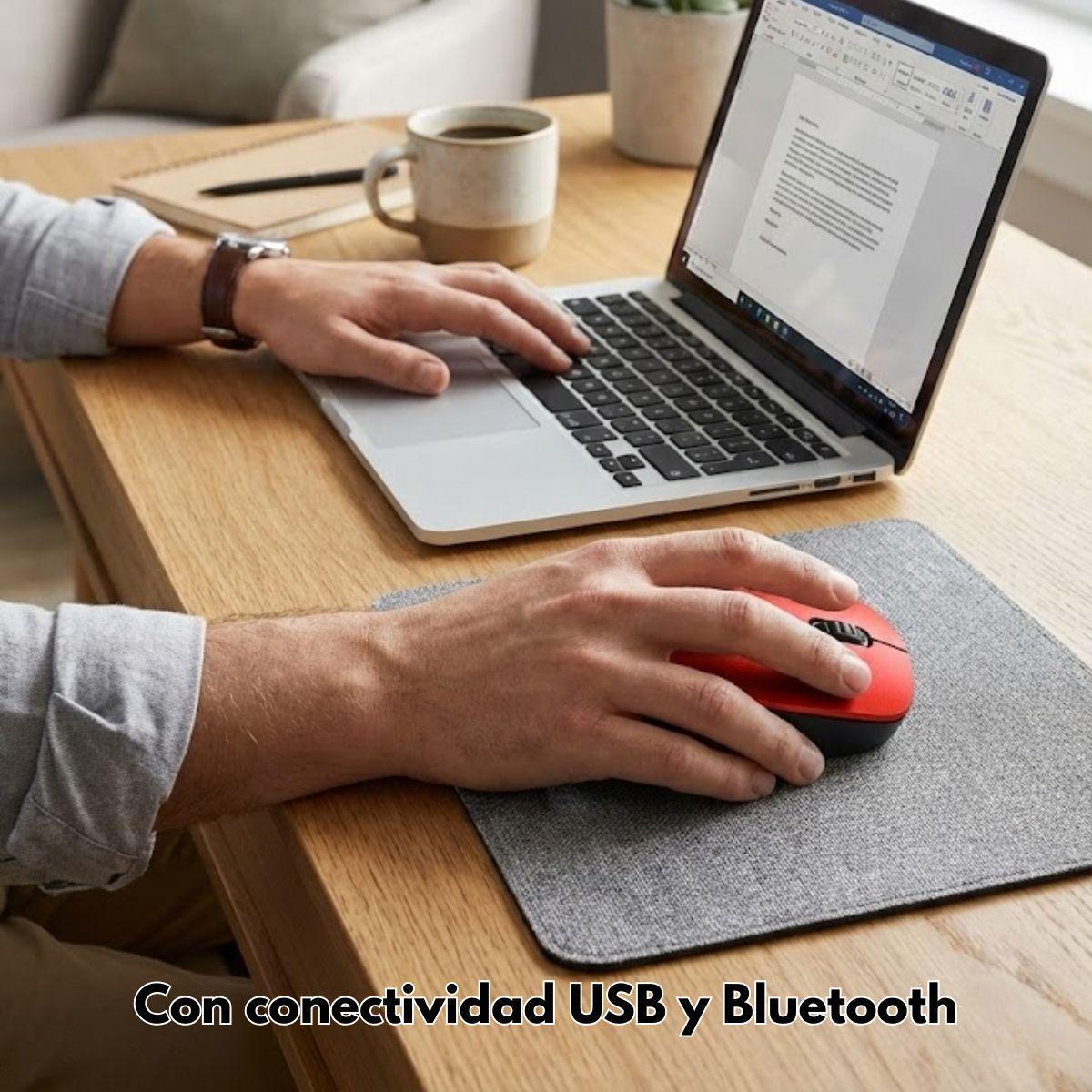 Mouse Raton Rojo Inalambrico Dual Bluetooth Y Usb-2