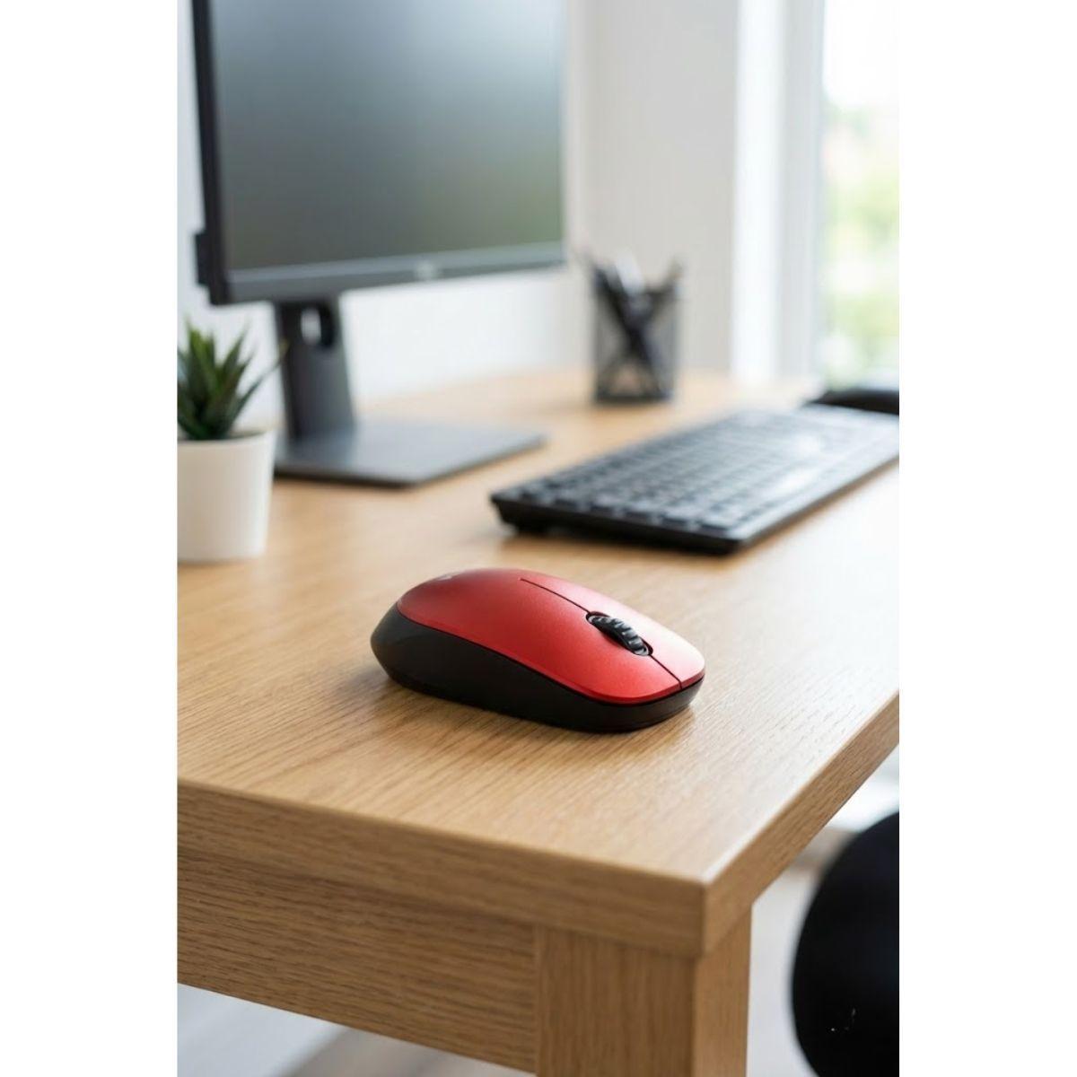 Mouse Raton Rojo Inalambrico Dual Bluetooth Y Usb-3