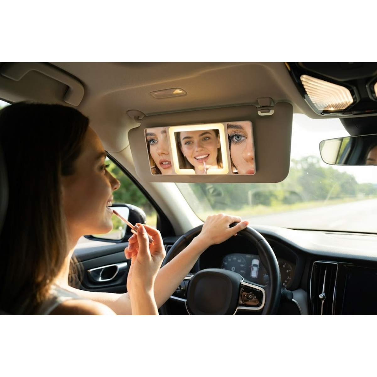 Espejo Maquillaje Aumento 3x 2x Luz Led Para Auto 3 En 1-3