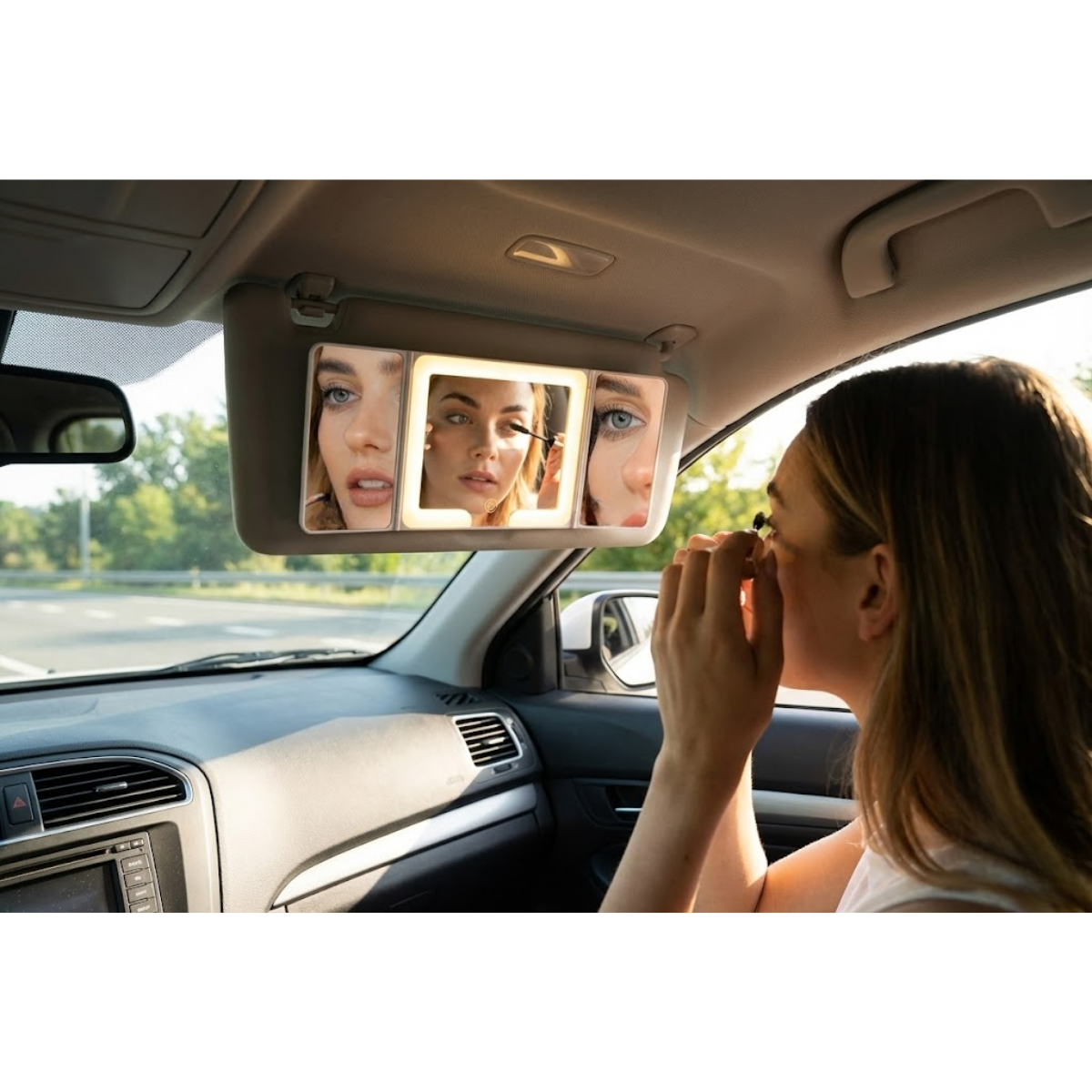 Espejo Maquillaje Aumento 3x 2x Luz Led Para Auto 3 En 1-4