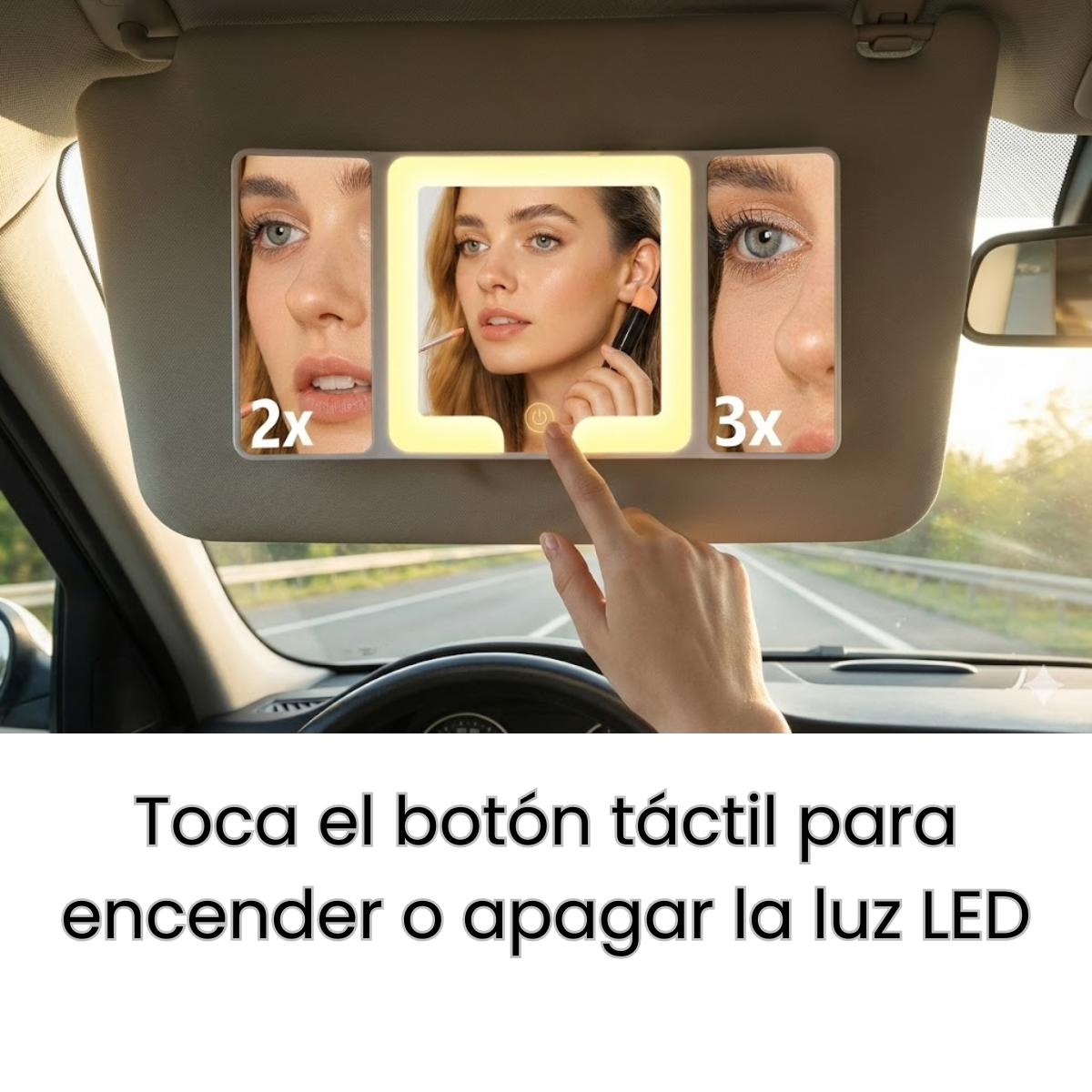 Espejo Maquillaje Aumento 3x 2x Luz Led Para Auto 3 En 1-6