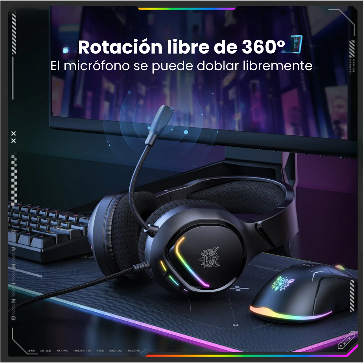 Audífonos De Cable Con Micrófono Gamer Profesional Luz Led-3