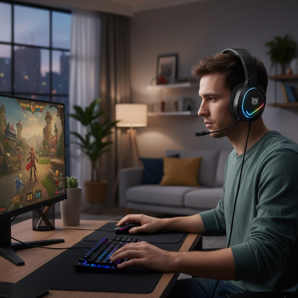 Audífonos De Cable Con Micrófono Gamer Profesional Luz Led-5