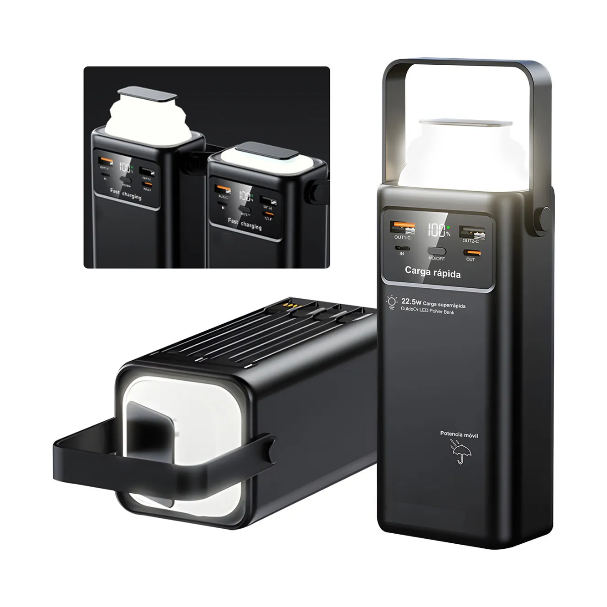 Cargador Portátil Linterna Powerbank 4 Cables 50000mah-2