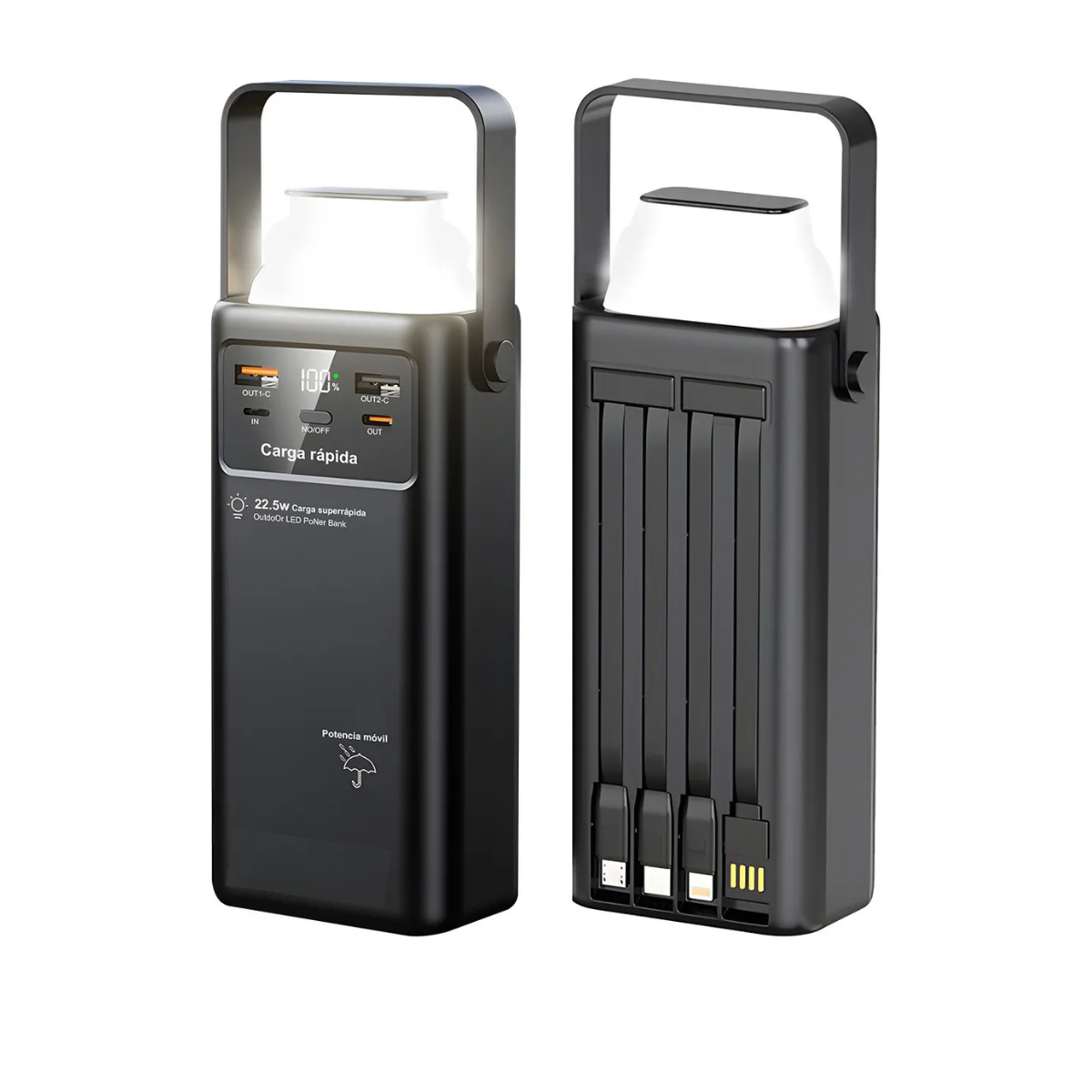 Cargador Portátil Linterna Powerbank 4 Cables 50000mah-3