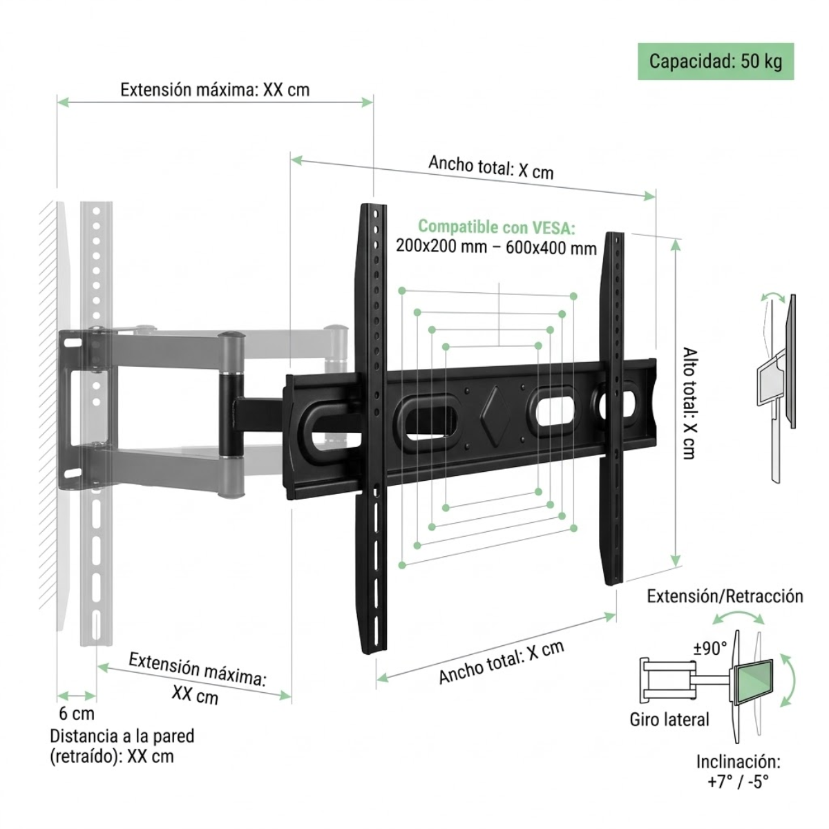 Soporte Brazo Articulado Movil Tv Led Lcd 40 A 80 Pulgadas-3