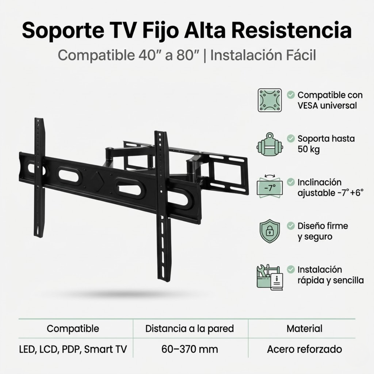 Soporte Brazo Articulado Movil Tv Led Lcd 40 A 80 Pulgadas-5