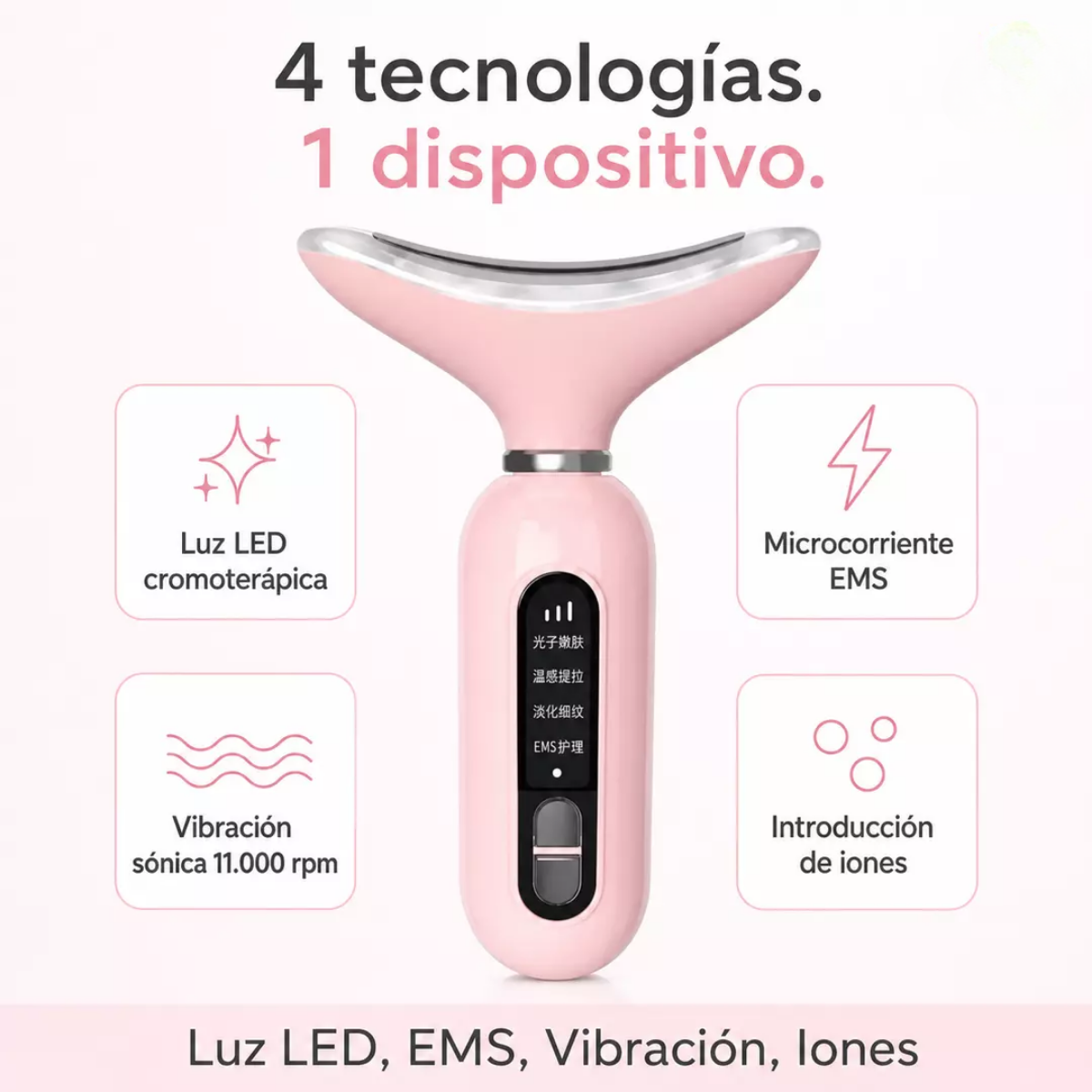 Masajeador Facial Y Cuello Reafirmante Anti Arrugas Luz Roja-1