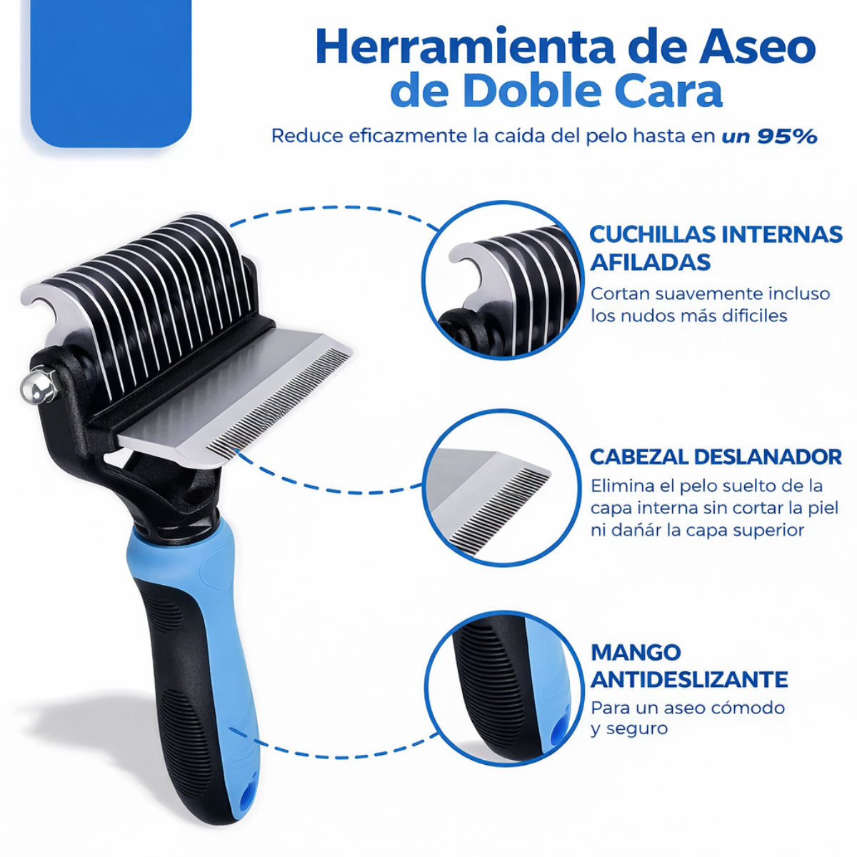 Peine Sacanudos Deslanador Pelo Largo Corto Perro Gato-3