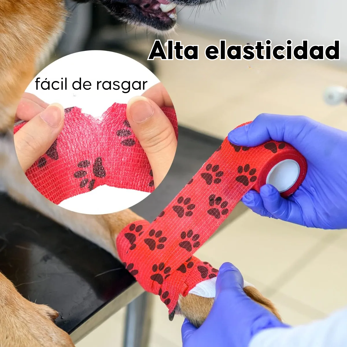 Venda Cohesiva Para Heridas Mascotas Autoadherente 5cmx4cm-4