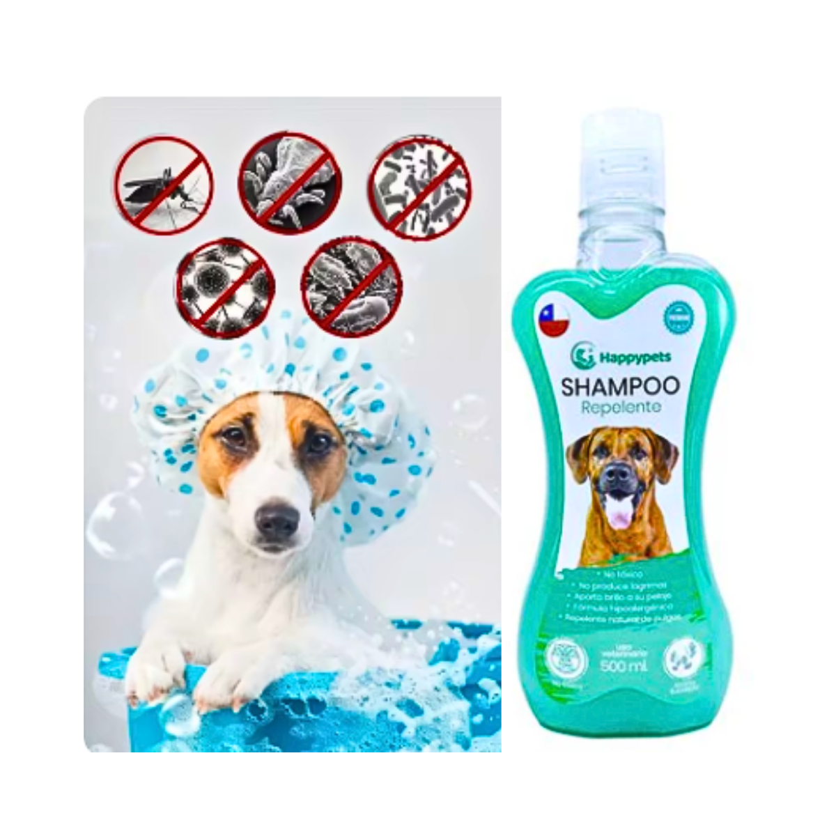 Shampoo Repelente Antipulgas Happypets Para Perros 500ml-2