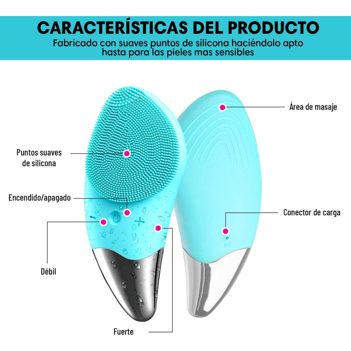 Limpiador Facial Sonico Silicona Cepillo Exfoliante Portatil-4