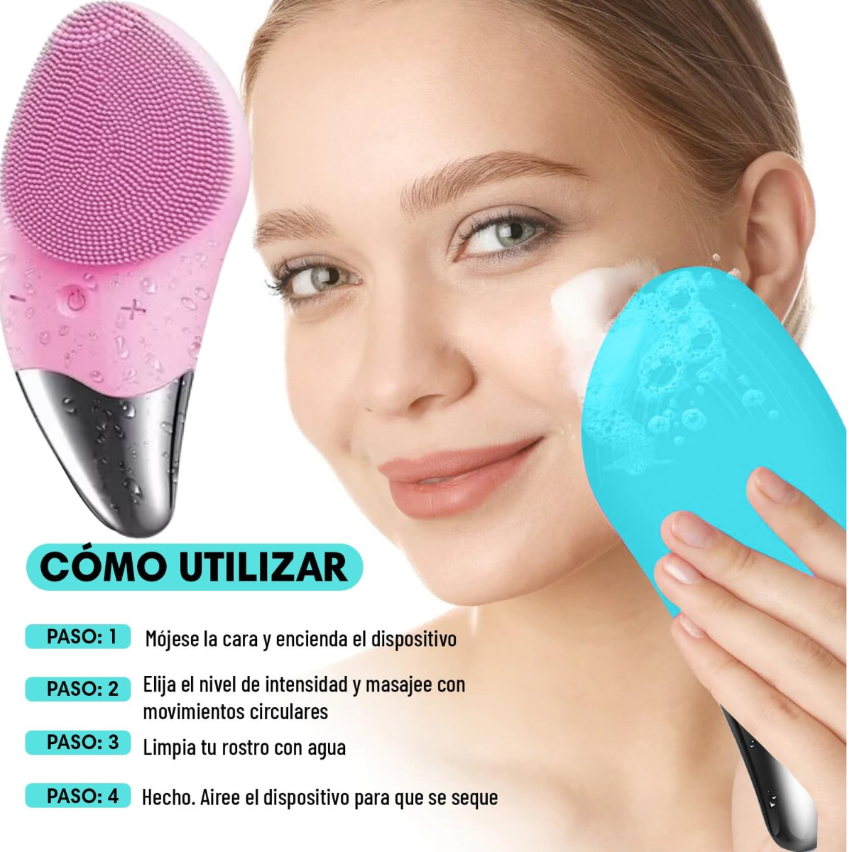 Limpiador Facial Sonico Silicona Cepillo Exfoliante Portatil-5
