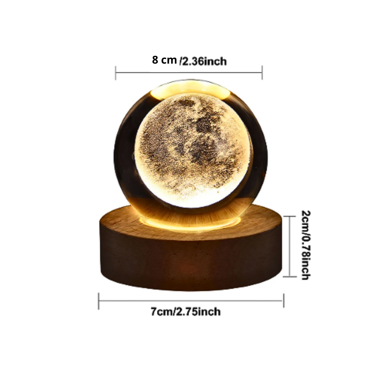 Lampara De Mesa De Noche Esfera De Cristal 3d 6 Cm Diámetro -2