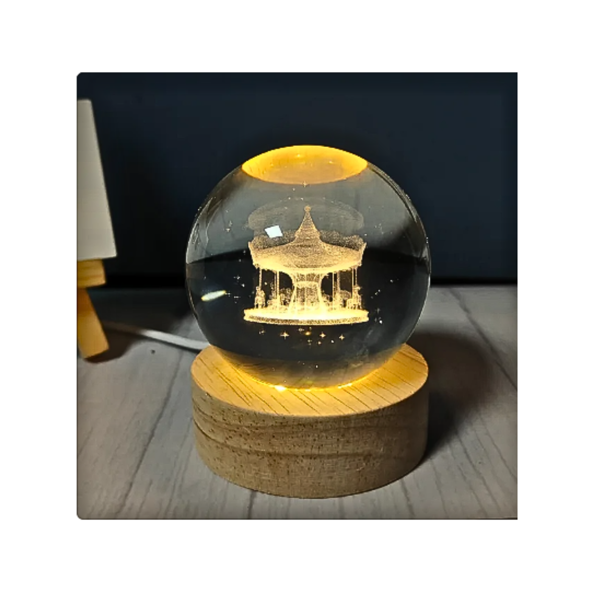 Lampara De Mesa De Noche Esfera De Cristal 3d 6 Cm Diámetro -5