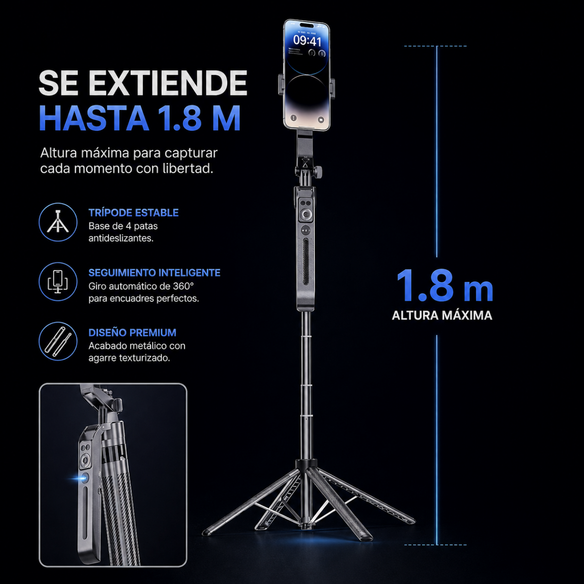Tripode Celular Inteligente Seguimiento 1 8m Estabilizador-3