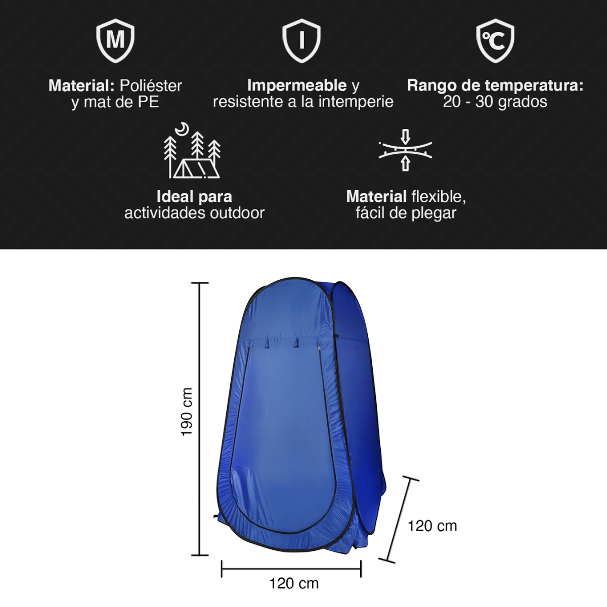 Carpa Vertical Vestidor Portatil Plegable Camping Playa-3