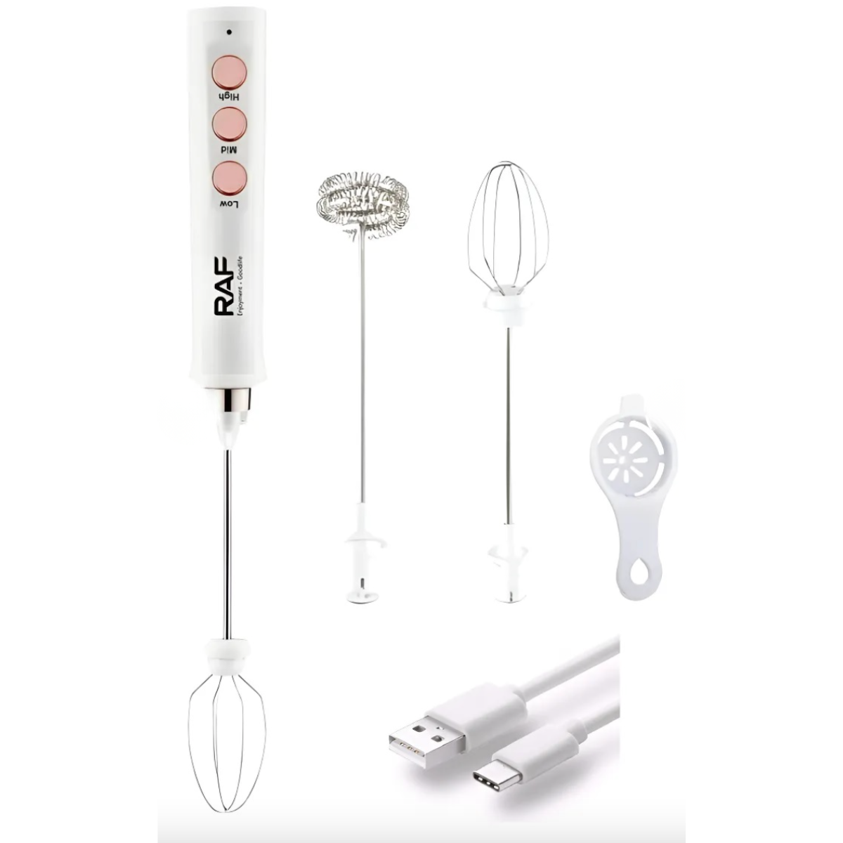 Mini Batidor de Mano Espumador Leche Huevo 3 en 1-5