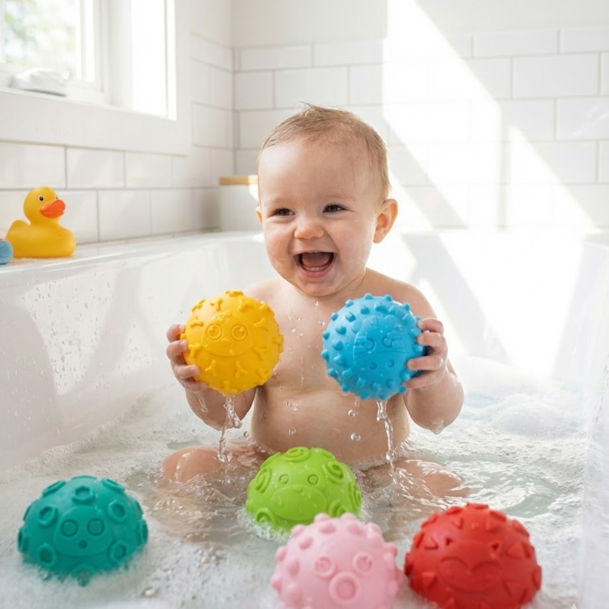 Set 6 Pelotas Texturizadas Goma Sensoriales Para Bebes-4