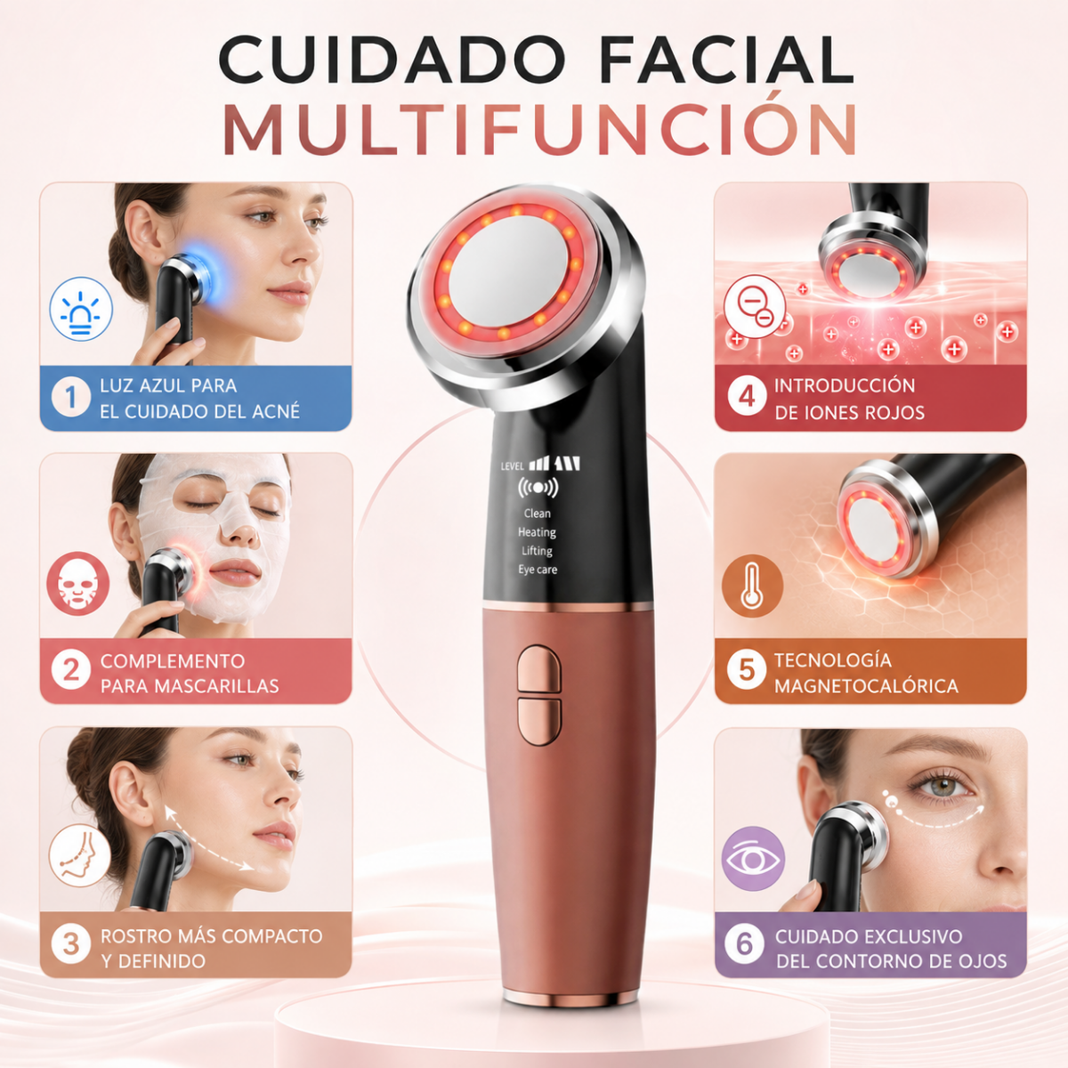 Limpiador Facial Y Lifting Con Luz Led Antiedad Con Calor-1