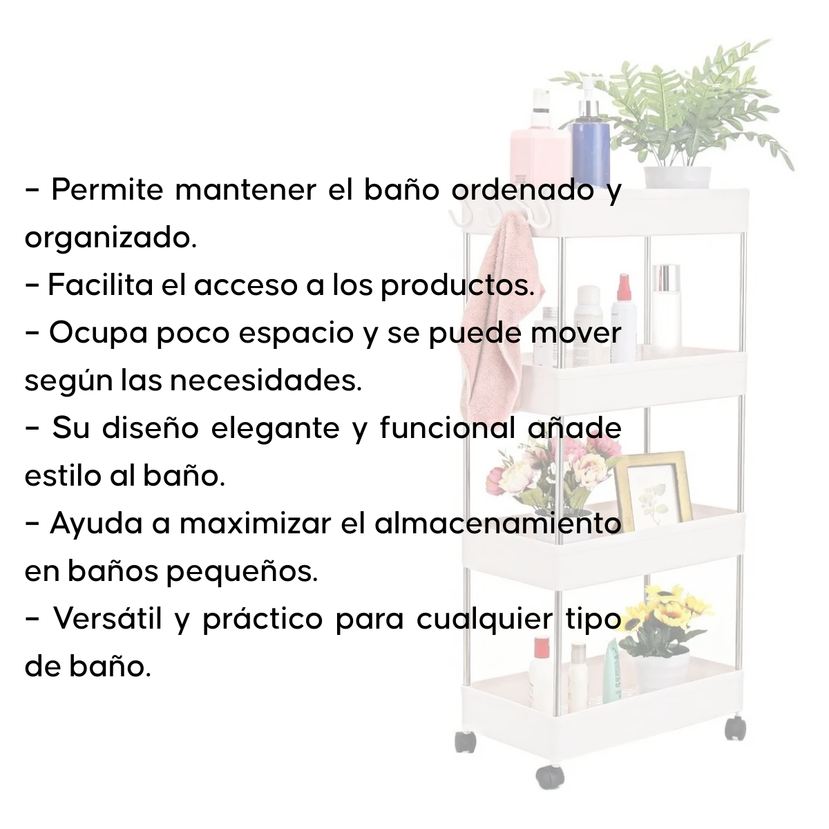 Carrito Organizador Multiuso Delgado 4 Niveles Con Ruedas-3
