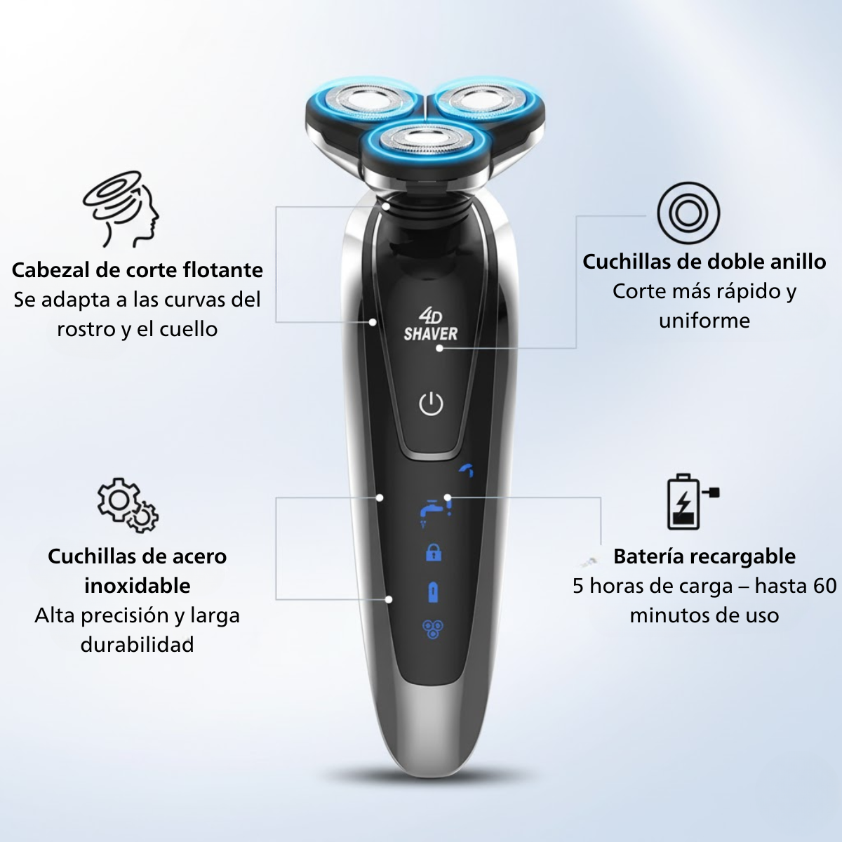 Maquina De Afeitar Portatil Hombre Rotativa Giratoria Waterproof 3007-2