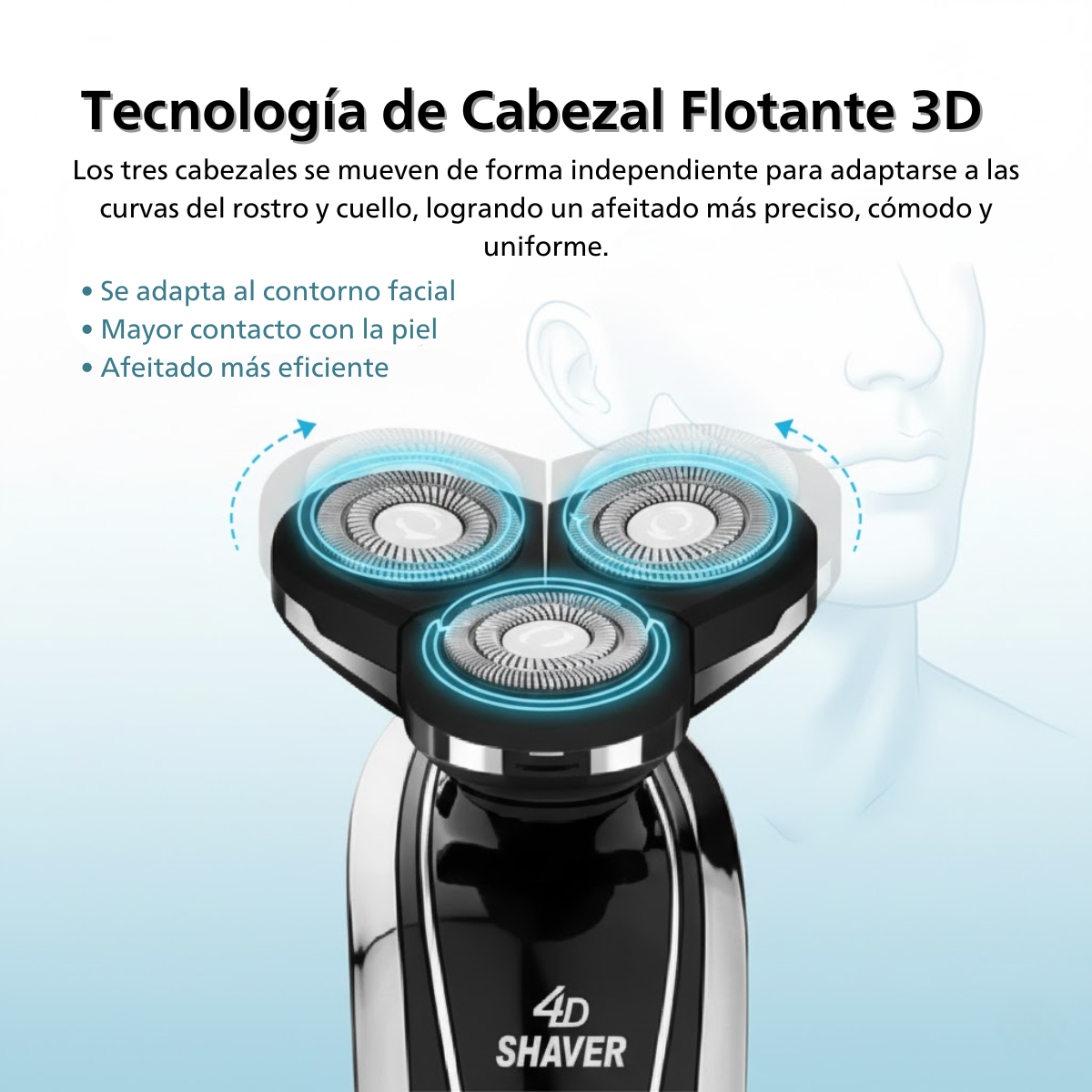 Maquina De Afeitar Portatil Hombre Rotativa Giratoria Waterproof 3007-4