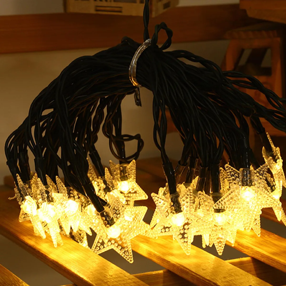 Luz Luces Navidad Carga Solar 5m Estrellas C lida-5