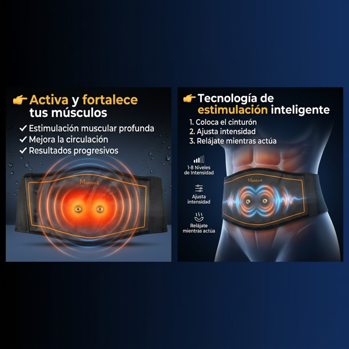 Cinturon Electroestimulador Muscular Abdomen Recargable-3