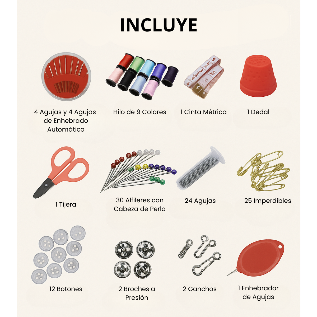 Kit De Costura 116 Piezas Agujas Hilos Cinta Métrica Tijera-4