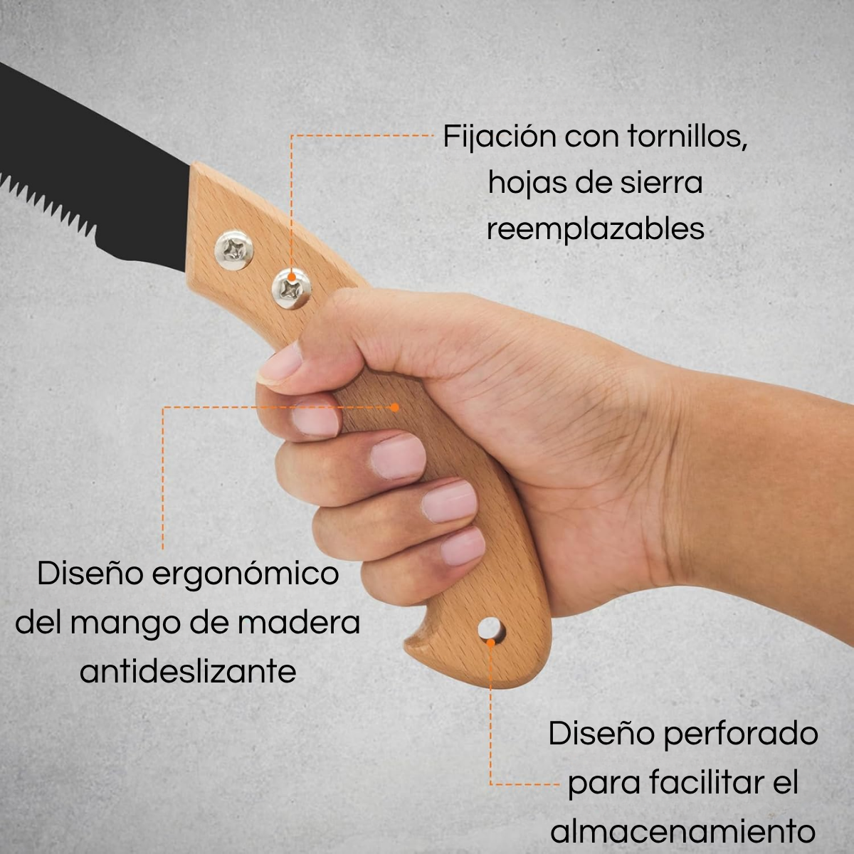 Sierra Podadora Curva Manual Mango Madera + Funda 33 Cm-4