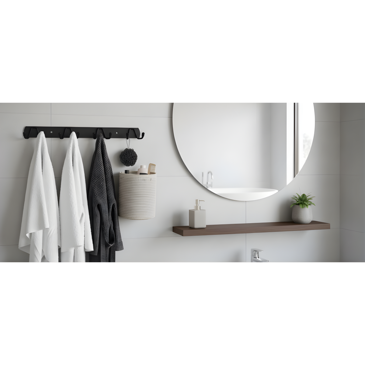 Perchero De Pared Metal Negro 4 Ganchos Doble Multiuso-3