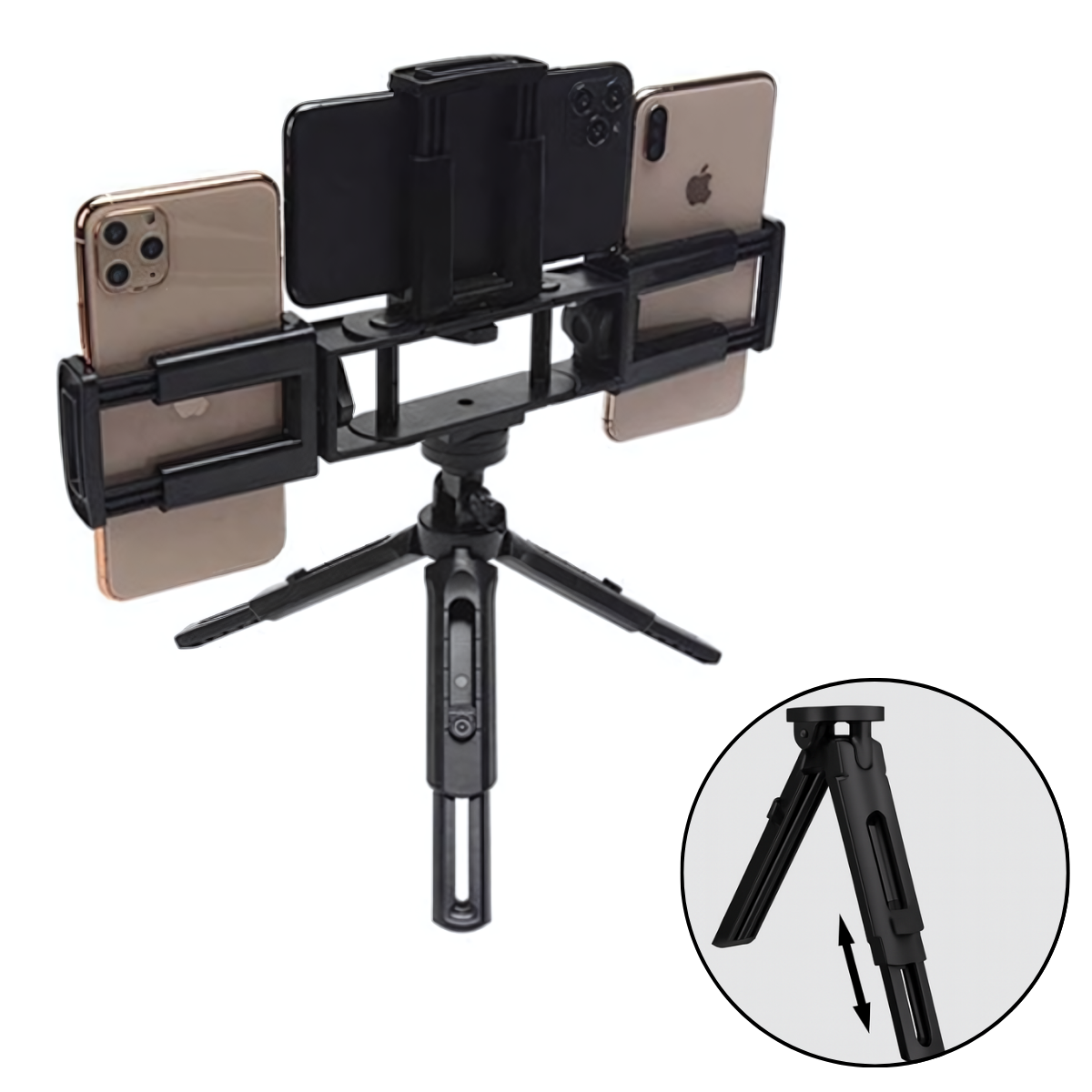 Soporte Para Celular Triple Para Grabación Fotos Multiuso-5