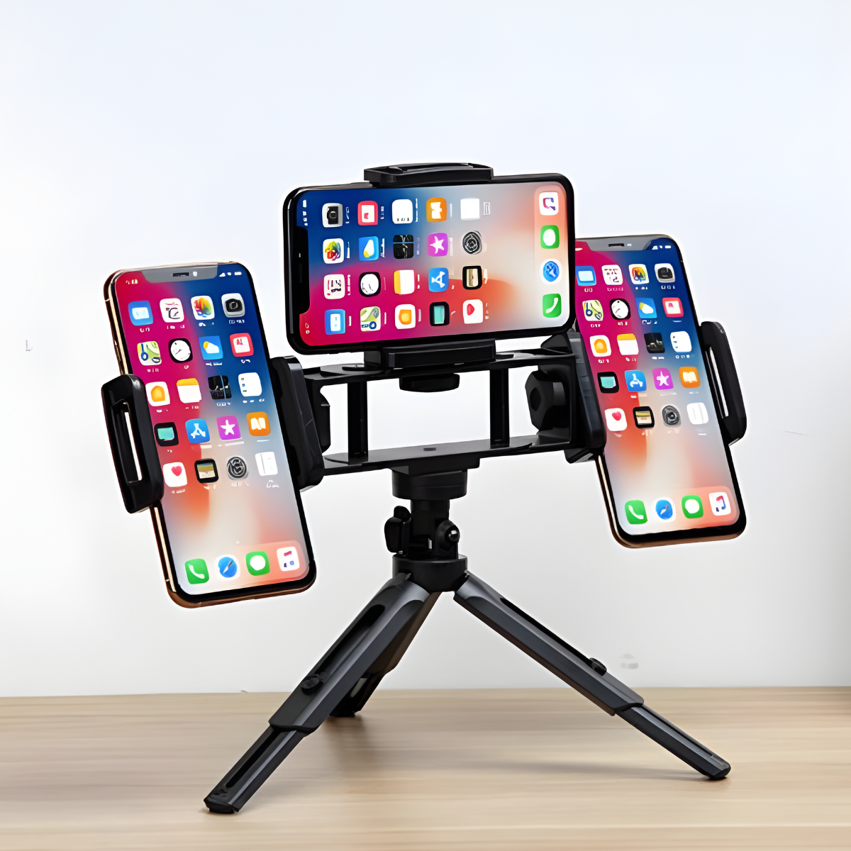 Soporte Para Celular Triple Para Grabación Fotos Multiuso-6