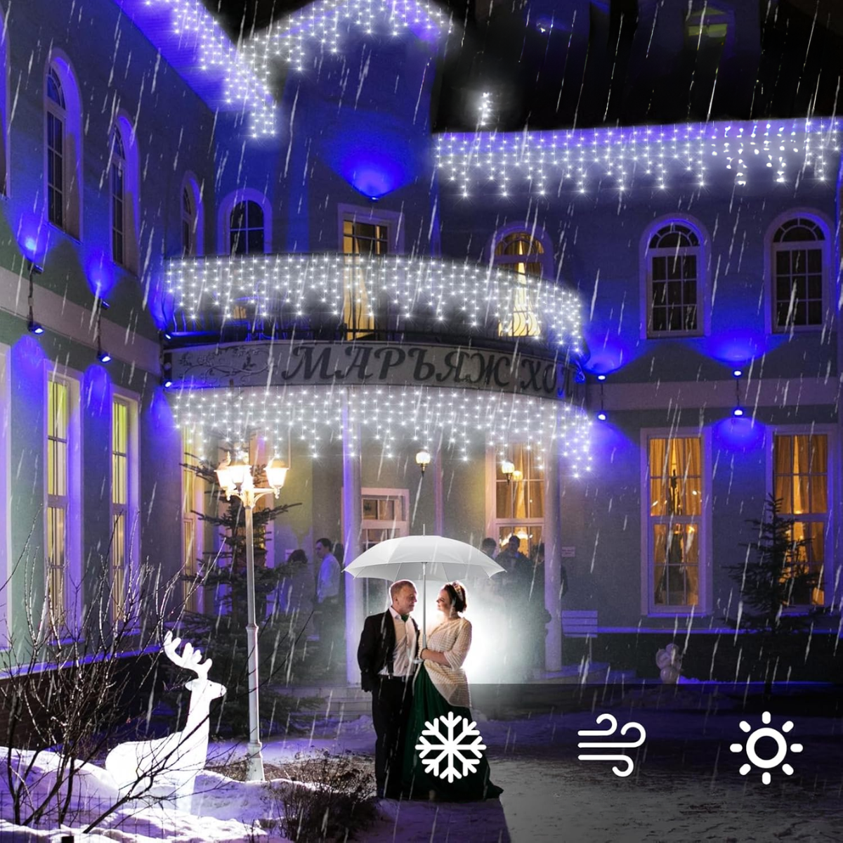 Luz Luces Navidad Cascada Cálida Blanca Multicolor 3mx1m-5